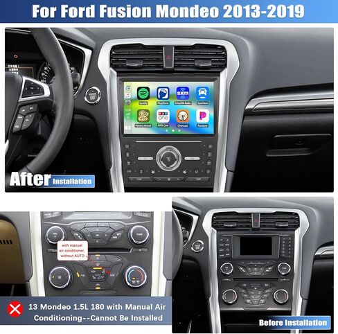 ستيريو سيارة 2G+64G Android 13 لسيارة Ford Fusion Mondeo 2013-2019 مع Carplay Android Auto، راديو سيارة بشاشة لمس عالية الدقة 9 بوصة مع نظام ملاحة GPS وبلوتوث وراديو FM/RDS SWC+كاميرا خلفية in Kuwait