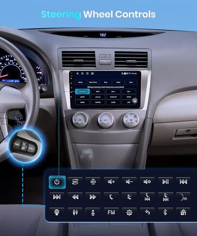 4G+64G لسيارة Toyota Camry 2006-2011 مستقبل ستيريو سيارة CarPlay لاسلكي، 9 بوصة Android Auto IPS 1280 * 720 وحدة رأس تعمل باللمس، راديو سيارة Android 32EQ DSP بلوتوث FM WiFi/GPS/HD كاميرا احتياطية in Saudi Arabia