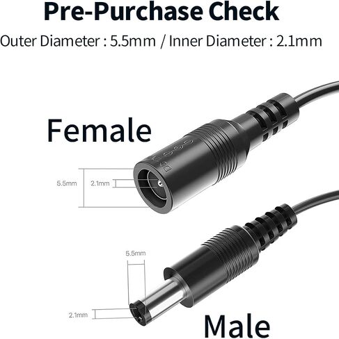 Lonnky 10FT 3M DC Power Extension Cable, 2.1mm x 5.5mm, Compatible with Universal 12V DC Power Adapter Wall Charger for Security Camera CCTV Camera/DVR/NVR System,W in Saudi Arabia