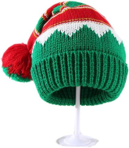 Christmas Elf-Hats Knitted Beanies-Hat for Women Men - Santa Skull Cap with Pompom in Saudi Arabia