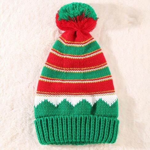 Christmas Elf-Hats Knitted Beanies-Hat for Women Men - Santa Skull Cap with Pompom in Saudi Arabia