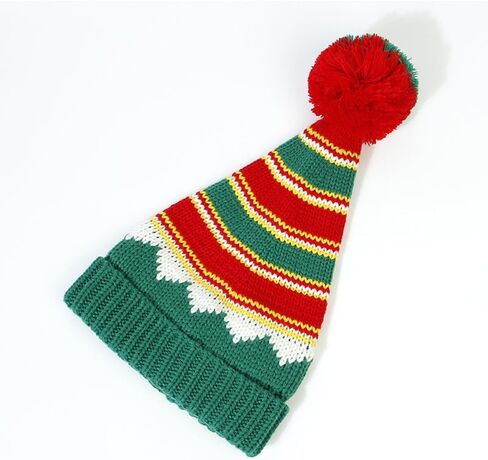 Christmas Elf-Hats Knitted Beanies-Hat for Women Men - Santa Skull Cap with Pompom in Saudi Arabia