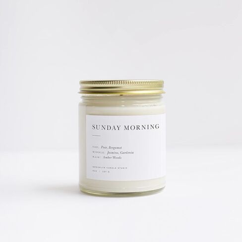 Brooklyn Candle Studio Fern & Moss Minimalist Candle - Luxury Scented Candle, Vegan Soy Wax, Hand Poured in The USA, 50 Hour Slow Burn Time - 7.5oz in Kuwait