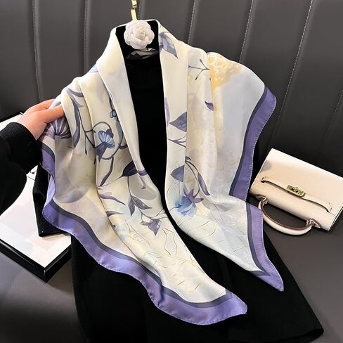 QSYW Silk Scarf Satin Large 35" Square Light Fashion Silk Feeling Head Wraps Neck Face Scarves for Women in Saudi Arabia