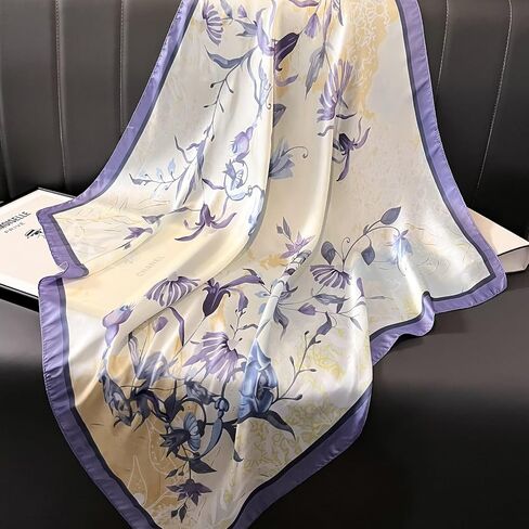 QSYW Silk Scarf Satin Large 35" Square Light Fashion Silk Feeling Head Wraps Neck Face Scarves for Women in Saudi Arabia