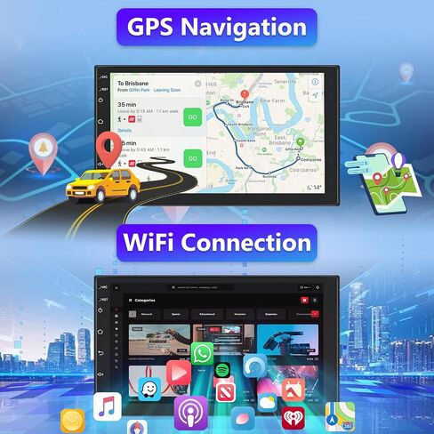 2+64G Podofo 2Din 7 بوصة ستيريو سيارة مع Apple Carplay/Android Auto، Android 13 شاشة لمس راديو السيارة مع نظام ملاحة GPS/بلوتوث/SWC/FM/RDS/WiFi/USB + كاميرا احتياطية in Saudi Arabia