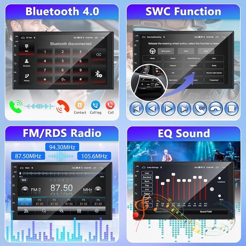 2+64G Podofo 2Din 7 بوصة ستيريو سيارة مع Apple Carplay/Android Auto، Android 13 شاشة لمس راديو السيارة مع نظام ملاحة GPS/بلوتوث/SWC/FM/RDS/WiFi/USB + كاميرا احتياطية in Saudi Arabia