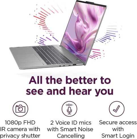 Lenovo Yoga AI Ultra Business مقاس 16 بوصة شاشة لمس 2K 2 في 1 كمبيوتر محمول قابل للتحويل، AMD Ryzen 7 8840HS، Radeon 780M، ذاكرة الوصول العشوائي 16 جيجابايت، 512 جيجابايت SSD، كاميرا تعمل بالأشعة تحت الحمراء، صوت عالي الدقة، Win11 P، Bundle Thunderobot ML in Saudi Arabia
