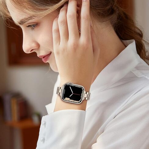 TRUMiRR Band for Apple Watch Series 10 42mm 46mm 9 8 7 41mm 45mm Starlight Women, Slim Stainless Steel Watchband Feminine Strap Replacement for iWatch Ultra SE Series 6 5 4 40mm 44mm in Saudi Arabia