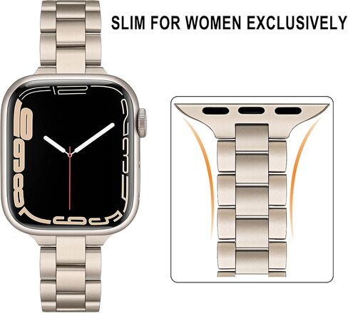 TRUMiRR Band for Apple Watch Series 10 42mm 46mm 9 8 7 41mm 45mm Starlight Women, Slim Stainless Steel Watchband Feminine Strap Replacement for iWatch Ultra SE Series 6 5 4 40mm 44mm in Saudi Arabia