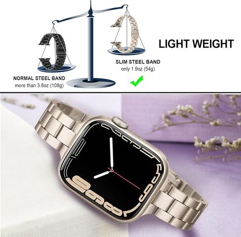 TRUMiRR Band for Apple Watch Series 10 42mm 46mm 9 8 7 41mm 45mm Starlight Women, Slim Stainless Steel Watchband Feminine Strap Replacement for iWatch Ultra SE Series 6 5 4 40mm 44mm in Saudi Arabia