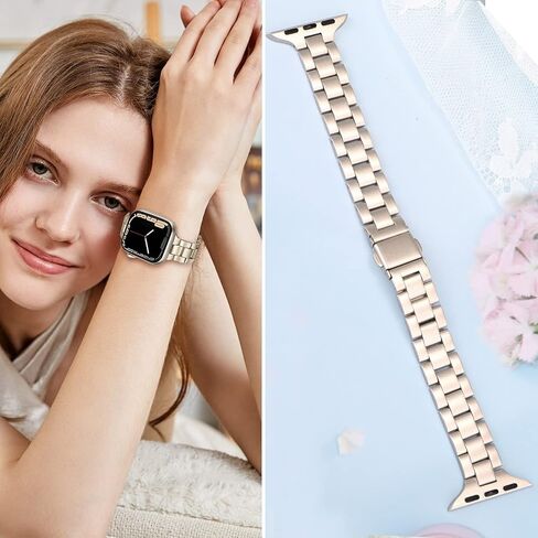 TRUMiRR Band for Apple Watch Series 10 42mm 46mm 9 8 7 41mm 45mm Starlight Women, Slim Stainless Steel Watchband Feminine Strap Replacement for iWatch Ultra SE Series 6 5 4 40mm 44mm in Saudi Arabia