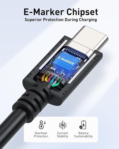 مسائل الكابل [معتمد من USB-IF] كابل USB C بقدرة 240 واط بطول 6.6 قدم باللون الأبيض لأجهزة MacBook Pro وiPad Pro وiPhone 16/15 وApple Vision Pro (كابل شاحن USB C بقدرة 140 واط، وكابل شحن USB C، USB 2.0، بدون فيديو) in Kuwait