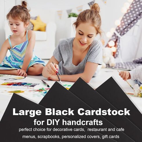 QTLCOHD 200 Sheets Black Cardstock 8.5 x 11 Inches Black Construction Paper Bulk Heavy Cover Card Stock for DIY Crafts Cards Making in Kuwait