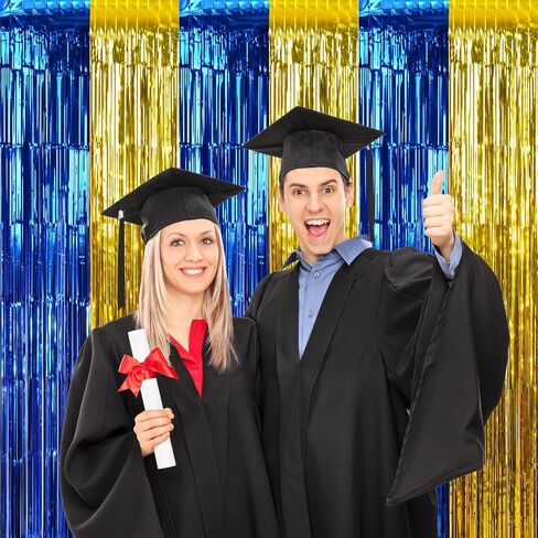 6 Pack 3.3X6.6Ft Blue Dog Foil Fringe Curtains Backdrop Decorations, Orange Blue and Light Blue Birthday Party Tinsel Metallic Streamers Photo Booth Background for Blue Dog Theme Party Supplies in Kuwait