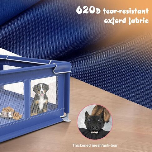 42 × 42 Inch Puppy PlayPen, Dog Playpen with Gate for Puppies, Small and Medium Dogs, Pet PlayPen with Roof for Outdoors & Indoors, Tear Resistant Fabric, Safe and Sturdy Dog Fence. in Kuwait