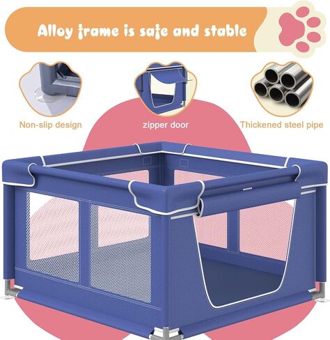 42 × 42 Inch Puppy PlayPen, Dog Playpen with Gate for Puppies, Small and Medium Dogs, Pet PlayPen with Roof for Outdoors & Indoors, Tear Resistant Fabric, Safe and Sturdy Dog Fence. in Kuwait