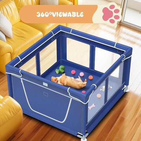 42 × 42 Inch Puppy PlayPen, Dog Playpen with Gate for Puppies, Small and Medium Dogs, Pet PlayPen with Roof for Outdoors & Indoors, Tear Resistant Fabric, Safe and Sturdy Dog Fence. in Kuwait