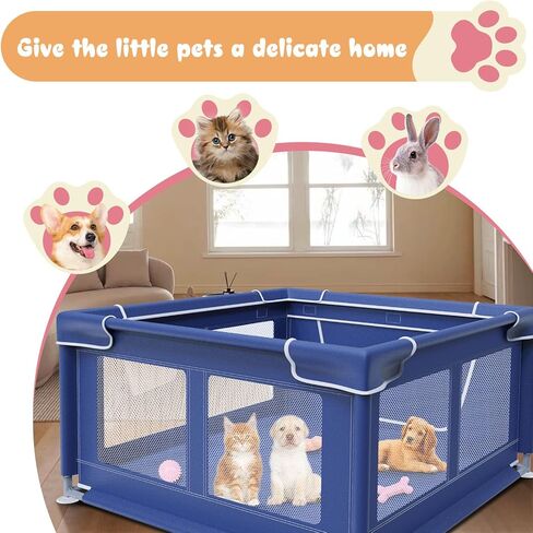 42 × 42 Inch Puppy PlayPen, Dog Playpen with Gate for Puppies, Small and Medium Dogs, Pet PlayPen with Roof for Outdoors & Indoors, Tear Resistant Fabric, Safe and Sturdy Dog Fence. in Kuwait