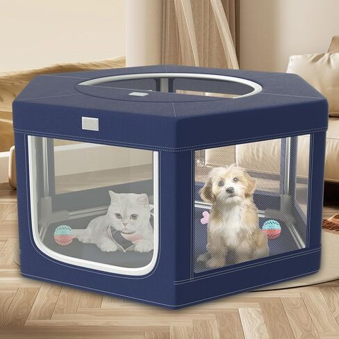 42 × 42 Inch Puppy PlayPen, Dog Playpen with Gate for Puppies, Small and Medium Dogs, Pet PlayPen with Roof for Outdoors & Indoors, Tear Resistant Fabric, Safe and Sturdy Dog Fence. in Kuwait