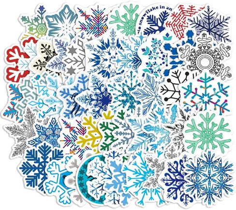 50PCS Snowflake Pattern Stickers, Perfect for Water Bottles, Laptops, Bumpers, Skateboards, Phones, and More! Capture The Winter Magic for Teens and Kids Alike! in Saudi Arabia