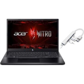 acer Nitro V 15.6" FHD 144Hz Gaming Laptop | Intel Core i5-13420H 2.1GHz | NVIDIA GeForce RTX 4050 | Backlit | Camera | Black | 16GB RAM DDR5 | 512GB SSD | Windows 11 Home | Bundle with USB 3.0 Hub