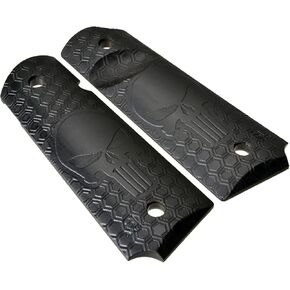 Honeycomb Punisher - Extreme Polymer Full Size 1911 Grips Engraved Textured (PIX-HC-Pun), black