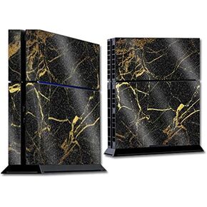MightySkins Glossy Glitter Skin for Sony PS4 Console - Black Gold Marble | Protective, Durable High-Gloss Glitter Finish | Easy to Apply, Remove, and Change Styles | Made in The USA