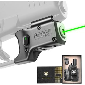 WARRIORLAND Green Laser Sight Fit Glock 43X MOS with Kydex Holster,Green Beam Sight with Power Indicator, Glock 43X MOS Laser with IWB Holster Right Hand, WLS-100G w/ G43X MOS Holster