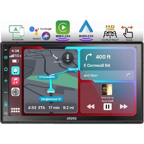 ATOTO F7WE 7 بوصة تعمل باللمس Double DIN ستيريو سيارة، CarPlay لاسلكي وAndroid Auto لاسلكي، أجهزة استقبال فيديو داخل لوحة القيادة، بلوتوث، MirrorLink، HD LRV، التحكم الصوتي، F7G2B7WE in Kuwait