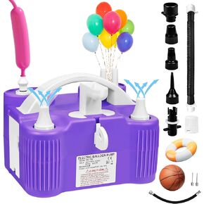 Balloon Pump Triple Inflating Ports for 260q Foil Latex Balloons with Tying Tool, 4-in-1 Electric Air Pump for Balloons Inflatables and Balls, Inflator Deflator for Air Mattress Pool Toys