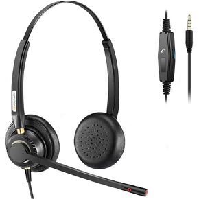Cell Phone Headset with Microphone Noise Cancelling & in-line Control, 3.5mm Headset for iPhone Android PC Laptop Tablet,Computer Wired Headphone for Business Home Call Center Office Skype