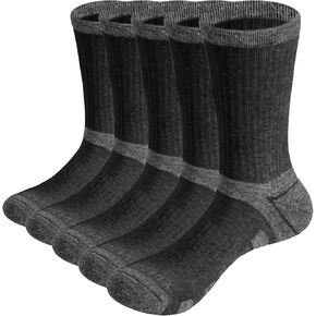 YUEDGE Mens Moisture Wicking Black & White Cotton Cushioned Training Athletic Crew Socks For Men Size 6-9/9-11/10-13, 6 Pairs