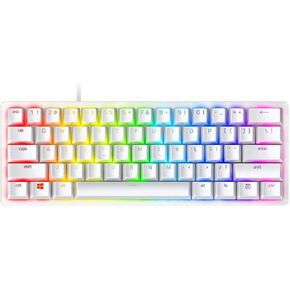 Razer Huntsman Mini (مفتاح أرجواني) - لوحة مفاتيح ألعاب مدمجة بنسبة 60% (النقر على المفاتيح الضوئية، أغطية مفاتيح Doubleshot PBT، كابل USB-C قابل للإزالة) تخطيط QWERTY US | الزئبق الأبيض