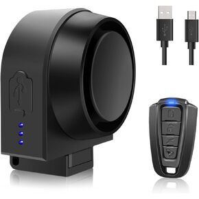 Bike Alarm with Remote USB Rechargeable 115dB Anti-Theft Vibration Motion Bicycle Alarm IPX5 Waterproof Vehicle Security Alarm System for Bike Motorcycle Electric Scooter