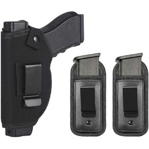 Universal Right Left IWB OWB Holster Magazine Pouch for Inside Concealed Carry Holster for Single Double Stack Mags S&W M&P Shield G17 19 23 25 26 27 29 30 32 33 38 42 43 Springfield XD X