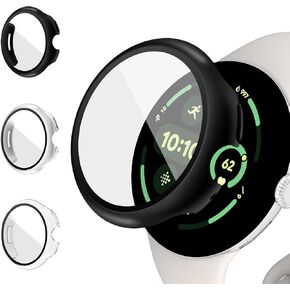 RICHONE [3 Pack] Hard PC Screen Protector Compatible with Google Pixel Watch 3 45mm Cases High Sensitivity Lightweight Anti-Fall Face Covers Google Smart Watch Accessories for Women Men 45MM
