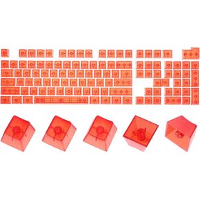 MECCANIXITY 104 Key Blank Backlit Clear Keycap Set OEM Profile Double Shot 60% for Mechanical Keyboard Layout, Transparent & Red