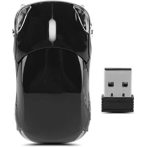 Lazmin112 2.4G Wireless Car Shape Optical Mouse, 2.4GHz Wireless Transmission Mice with USB Receiver,for iOS/ME/Windows PC/Tablet Gaming Office, 1600DPI, Plug Play(Black)