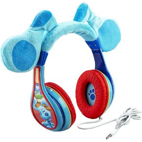 eKids Blues Clues Headphones for Kids, Wired Headphones for School, Home or Travel, Tangle Free Toddler Headphones with Volume Control, 3.5mm Jack, Includes Headphone Splitter