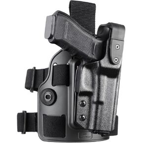 Gun & Flower Level II G17 Duty Drop Leg Holster for Glock 17/19/(Gen1-5)，Glock 22/23/31/32(Gen1-4), Glock 19x/G44/G45,Kydex Drop Leg Platform Holster, Law Enforcement Duty Holster,Right Hand