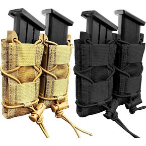 2Pc Tactical Molle Pistol Magazine Holster, Double Universal Handgun 9mm Mag Pouch Carrier Compatible with.40/.45/.380 Calibers or Glock,1911