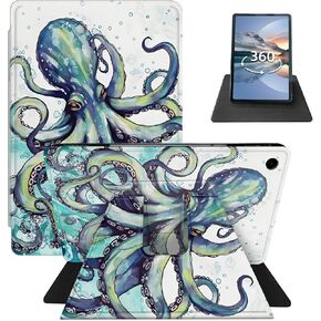 for All-New Amazon Fire Max 11 Tablet (13th Generation, 2023 Release) 11" 360 Degree Rotating Case, PU Leather Stand Smart Flat Case with Auto Wake/Sleep forFire Max 11 2023, Octopus