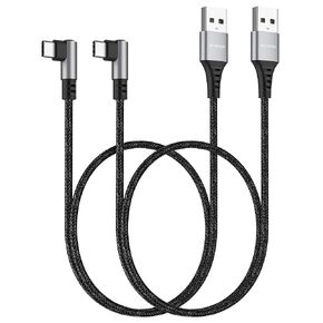Short USB C Cable Right Angle 1.5ft 3Pack, USB Type C Charger Cable Compatible with iPhone 15/15 Plus/15 Pro/15 Pro Max, Galaxy S21/S20/S10/S9 Plus