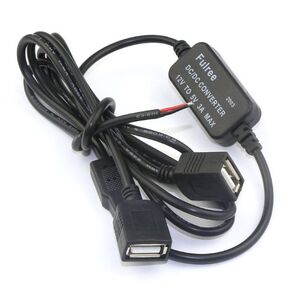 DROK 8-22V 12V to 5V/3A DC Power Transformer DC Buck Voltage Converter Volt Step Down Module with Dual USB Cable Connector Adapter