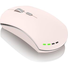 AooKoNi Wireless Mouse, Rechargeable 2.4G USB Optical Wireless Mouse, 3 Adjustable DPI Levels Silent Rechargeable Mouse for Laptops, PC, Computers, Desktops and Other Devices (Pink)