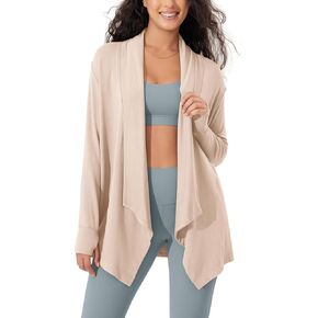 ODODOS Women's Drape Open Front Cardigans Cozy Soft Long Sleeve Casual Wrap Outerwear with Pockets Thumb Hole