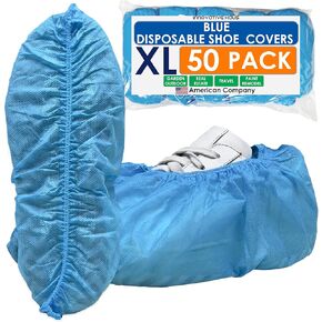 Innovative Haus Blue Indoor Shoe Covers Disposable Non Slip Boot & Shoe Covers - Disposable Booties for Shoe Covers, Shoe Covers for Indoors Reusable, Treads, Water Resistant - 100 Pack, XL