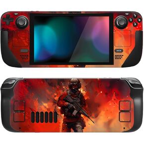 PlayVital Full Set Protective Skin Decal for Steam Deck LCD, Custom Stickers Vinyl Cover for Steam Deck OLED - Warfire
