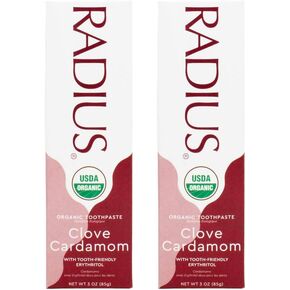RADIUS USDA Organic Toothpaste 3oz Non Toxic Chemical-Free Gluten-Free Designed to Improve Gum Health & Prevent Cavity - Mint Aloe Neem - Pack of 1